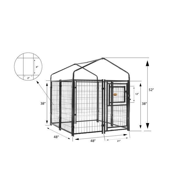 Kennels Direct 52 in. H x 4ft x 4ft Steel Kennel Kit & Reviews Wayfair